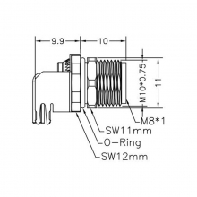 PCB Connector, Insert, A Code - M8 6pins A code female right angle front panel mount connector, unshielded, insert